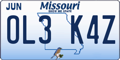 MO license plate OL3K4Z