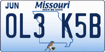 MO license plate OL3K5B