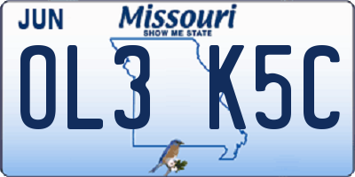 MO license plate OL3K5C
