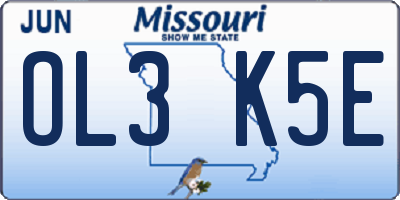 MO license plate OL3K5E