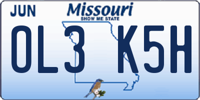 MO license plate OL3K5H
