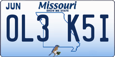MO license plate OL3K5I