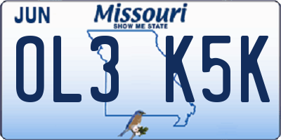 MO license plate OL3K5K