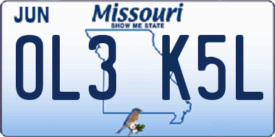 MO license plate OL3K5L