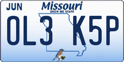 MO license plate OL3K5P