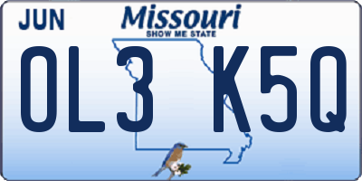 MO license plate OL3K5Q