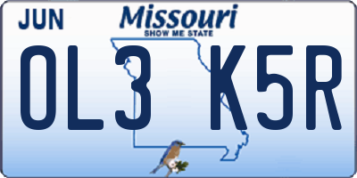 MO license plate OL3K5R