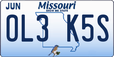 MO license plate OL3K5S