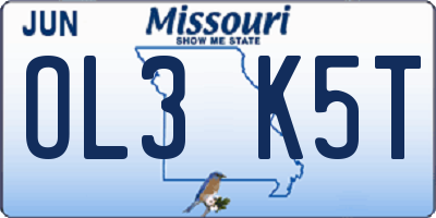 MO license plate OL3K5T