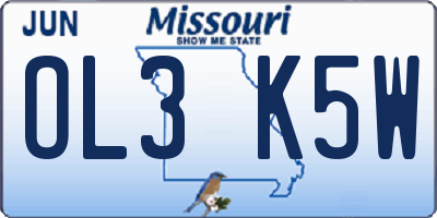 MO license plate OL3K5W