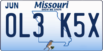 MO license plate OL3K5X