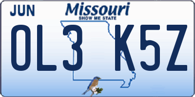 MO license plate OL3K5Z