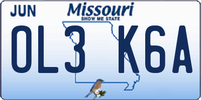 MO license plate OL3K6A