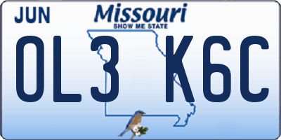 MO license plate OL3K6C