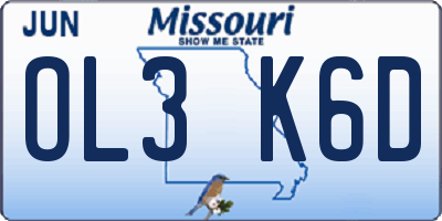 MO license plate OL3K6D