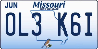 MO license plate OL3K6I
