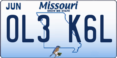 MO license plate OL3K6L