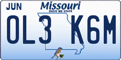 MO license plate OL3K6M