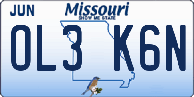 MO license plate OL3K6N