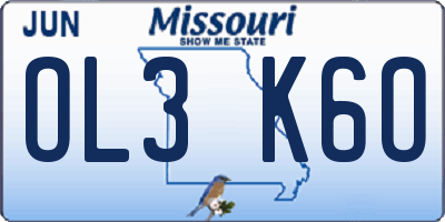 MO license plate OL3K6O