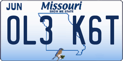 MO license plate OL3K6T