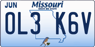 MO license plate OL3K6V