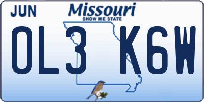 MO license plate OL3K6W