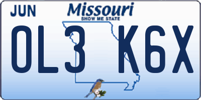 MO license plate OL3K6X