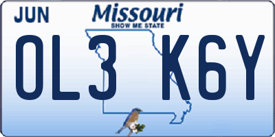 MO license plate OL3K6Y