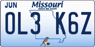 MO license plate OL3K6Z