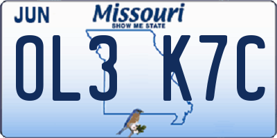 MO license plate OL3K7C