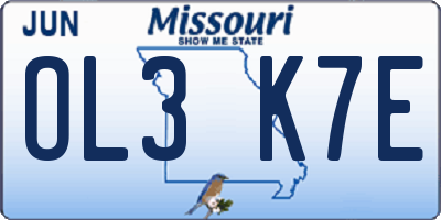 MO license plate OL3K7E