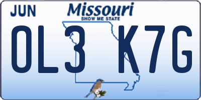 MO license plate OL3K7G