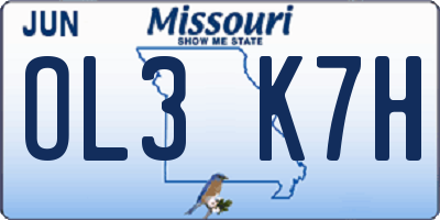 MO license plate OL3K7H