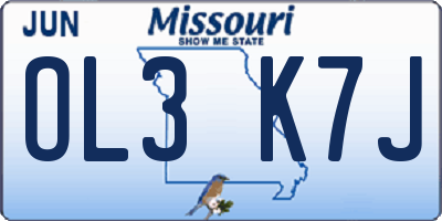 MO license plate OL3K7J