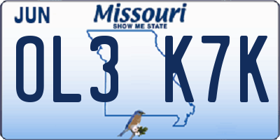 MO license plate OL3K7K
