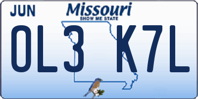 MO license plate OL3K7L