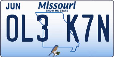 MO license plate OL3K7N