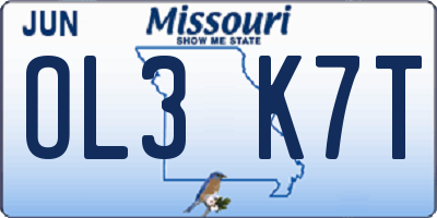 MO license plate OL3K7T