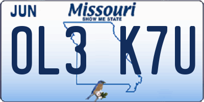 MO license plate OL3K7U