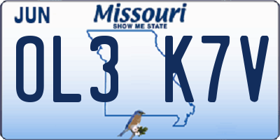 MO license plate OL3K7V