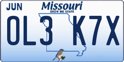 MO license plate OL3K7X