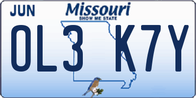 MO license plate OL3K7Y