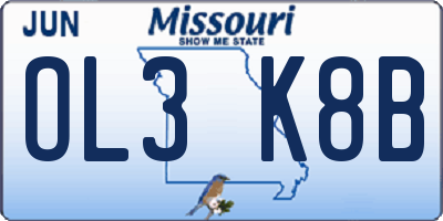 MO license plate OL3K8B