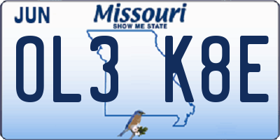 MO license plate OL3K8E