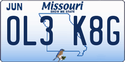MO license plate OL3K8G