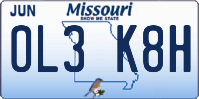 MO license plate OL3K8H