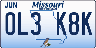 MO license plate OL3K8K