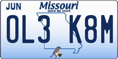 MO license plate OL3K8M