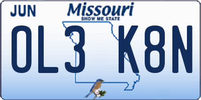 MO license plate OL3K8N